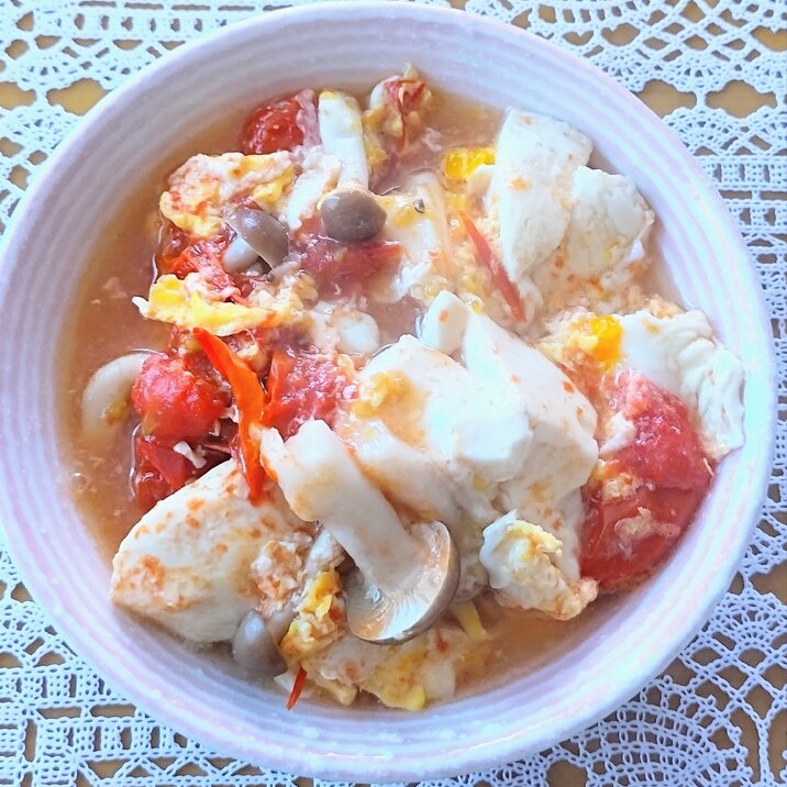 豆腐とトマトの卵とじ☆
